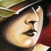 Tattoos - Woman in Hat Oil Painting - 38524